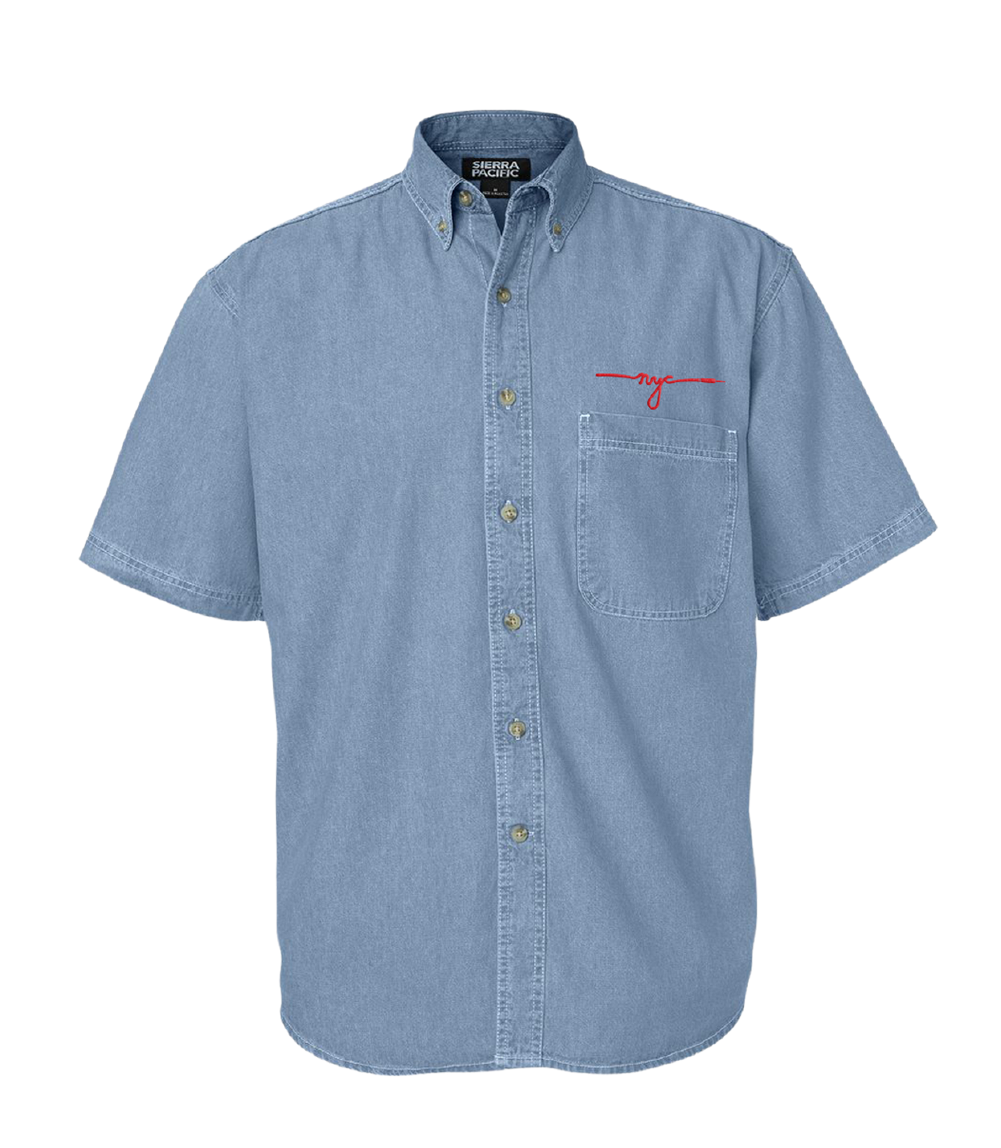 GCF 2025 Embroidered Short Sleeve Denim Shirt