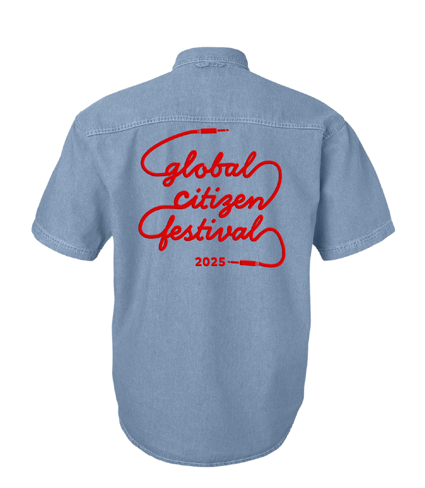 GCF 2025 Embroidered Short Sleeve Denim Shirt
