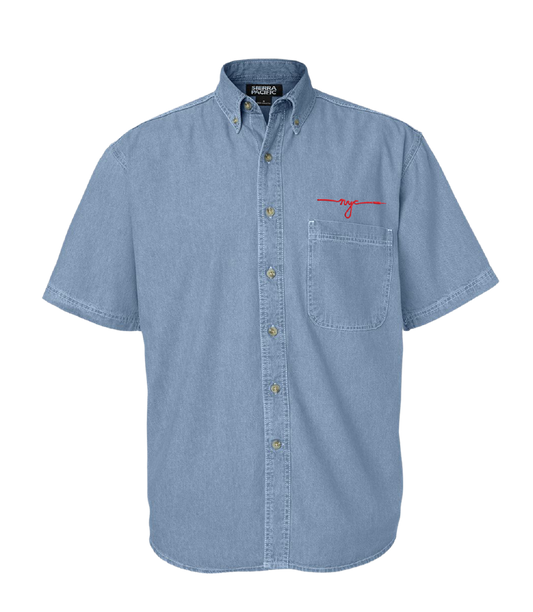 GCF 2025 Embroidered Short Sleeve Denim Shirt